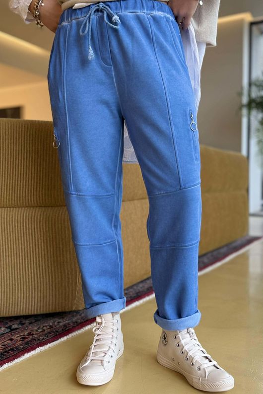 Anine Soft Touch Zip Jogger Washed Soft Cobalt